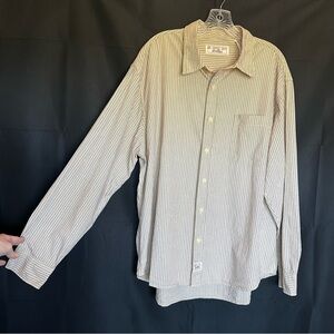 Levi Strauss Beige Blue Stripped Button Up Shirt Long Sleeve Adult Mens Size XL